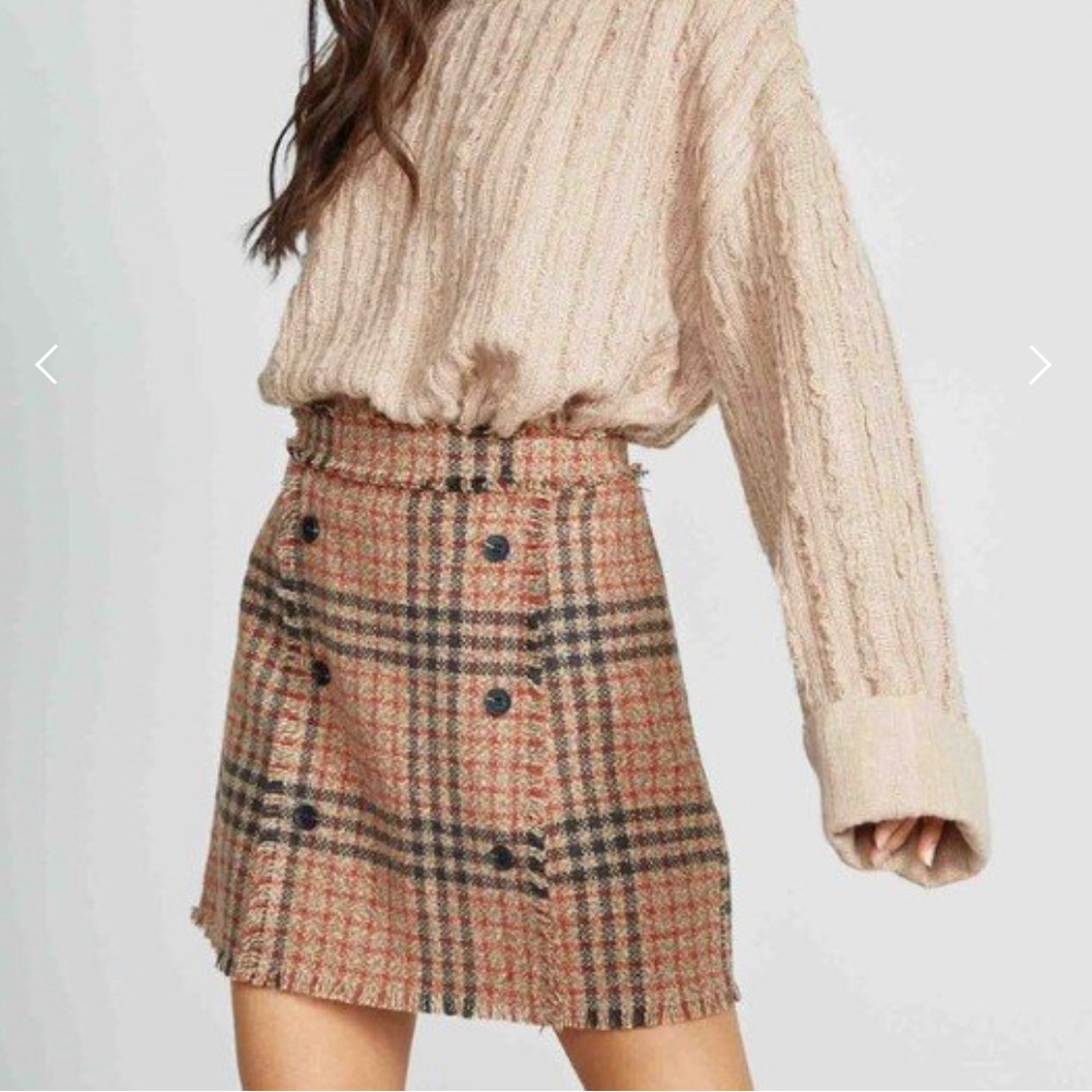 NWT Plaid Button Mini Skirt